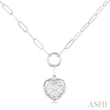 Heart Shape Lovebright Bezel Paperclip Necklace