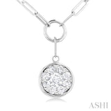 Round Shape Lovebright Bezel Paperclip Necklace