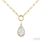 Pear Shape Lovebright Bezel Paperclip Necklace