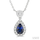 Pear Shape Gemstone & Halo Lovebright Diamond Necklace