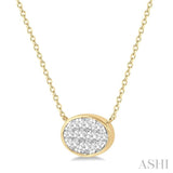 Oval Shape East-West Lovebright Essential Diamond Pendant