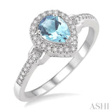 PEAR SHAPE GEMSTONE & DIAMOND RING