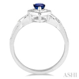 PEAR SHAPE SILVER GEMSTONE & DIAMOND RING