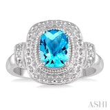 SILVER GEMSTONE & DIAMOND RING