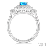 SILVER GEMSTONE & DIAMOND RING