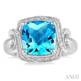 SILVER GEMSTONE & DIAMOND RING