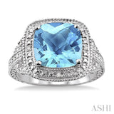 SILVER GEMSTONE & DIAMOND RING