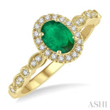 OVAL SHAPE GEMSTONE & DIAMOND RING