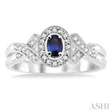 OVAL SHAPE SILVER GEMSTONE & DIAMOND RING