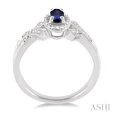 OVAL SHAPE SILVER GEMSTONE & DIAMOND RING