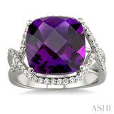 CUSHION SHAPE GEMSTONE & DIAMOND RING