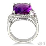 CUSHION SHAPE GEMSTONE & DIAMOND RING