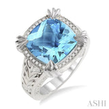SILVER GEMSTONE & DIAMOND RING