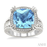 SILVER GEMSTONE & DIAMOND RING