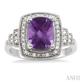SILVER GEMSTONE & DIAMOND RING