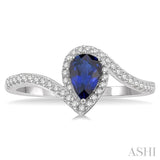 PEAR SHAPE GEMSTONE & DIAMOND RING