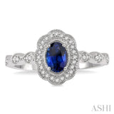 OVAL SHAPE GEMSTONE & DIAMOND RING