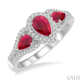 PEAR SHAPE GEMSTONE & DIAMOND RING