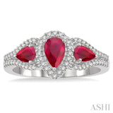 PEAR SHAPE GEMSTONE & DIAMOND RING