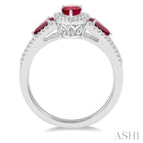 PEAR SHAPE GEMSTONE & DIAMOND RING