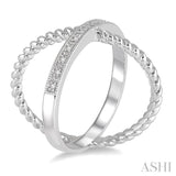 'X' SHAPE SILVER DIAMOND RING