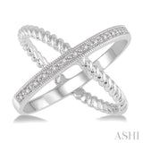 'X' SHAPE SILVER DIAMOND RING