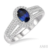OVAL SHAPE GEMSTONE & DIAMOND RING