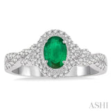 OVAL SHAPE GEMSTONE & DIAMOND RING