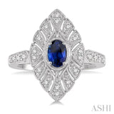 OVAL SHAPE GEMSTONE & DIAMOND RING