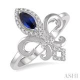 GEMSTONE & DIAMOND FLEUR DE LIS RING