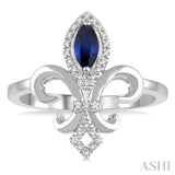GEMSTONE & DIAMOND FLEUR DE LIS RING