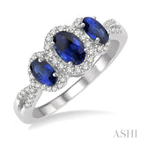 OVAL SHAPE PAST PRESENT & FUTURE GEMSTONE & DIAMOND RING