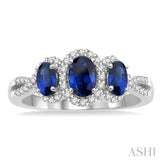 OVAL SHAPE PAST PRESENT & FUTURE GEMSTONE & DIAMOND RING