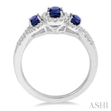 OVAL SHAPE PAST PRESENT & FUTURE GEMSTONE & DIAMOND RING