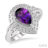 SILVER GEMSTONE & DIAMOND RING