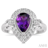 SILVER GEMSTONE & DIAMOND RING