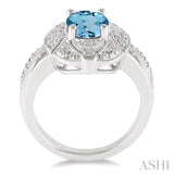 OVAL SHAPE SILVER GEMSTONE & DIAMOND RING