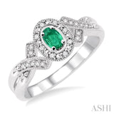 OVAL SHAPE SILVER GEMSTONE & DIAMOND RING