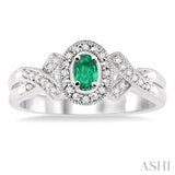 OVAL SHAPE SILVER GEMSTONE & DIAMOND RING