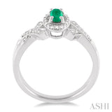 OVAL SHAPE SILVER GEMSTONE & DIAMOND RING