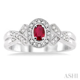 OVAL SHAPE SILVER GEMSTONE & DIAMOND RING