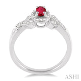 OVAL SHAPE SILVER GEMSTONE & DIAMOND RING