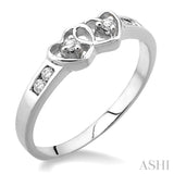 SILVER 2STONE TWIN HEART SHAPE DIAMOND RING