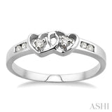 SILVER 2STONE TWIN HEART SHAPE DIAMOND RING
