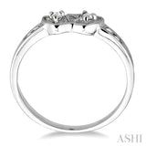 SILVER 2STONE TWIN HEART SHAPE DIAMOND RING
