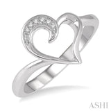 SILVER HEART SHAPE DIAMOND RING