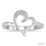 SILVER HEART SHAPE DIAMOND RING