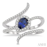 PEAR SHAPE GEMSTONE & DIAMOND RING