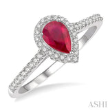 PEAR SHAPE GEMSTONE & DIAMOND RING