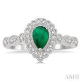 PEAR SHAPE GEMSTONE & DIAMOND RING